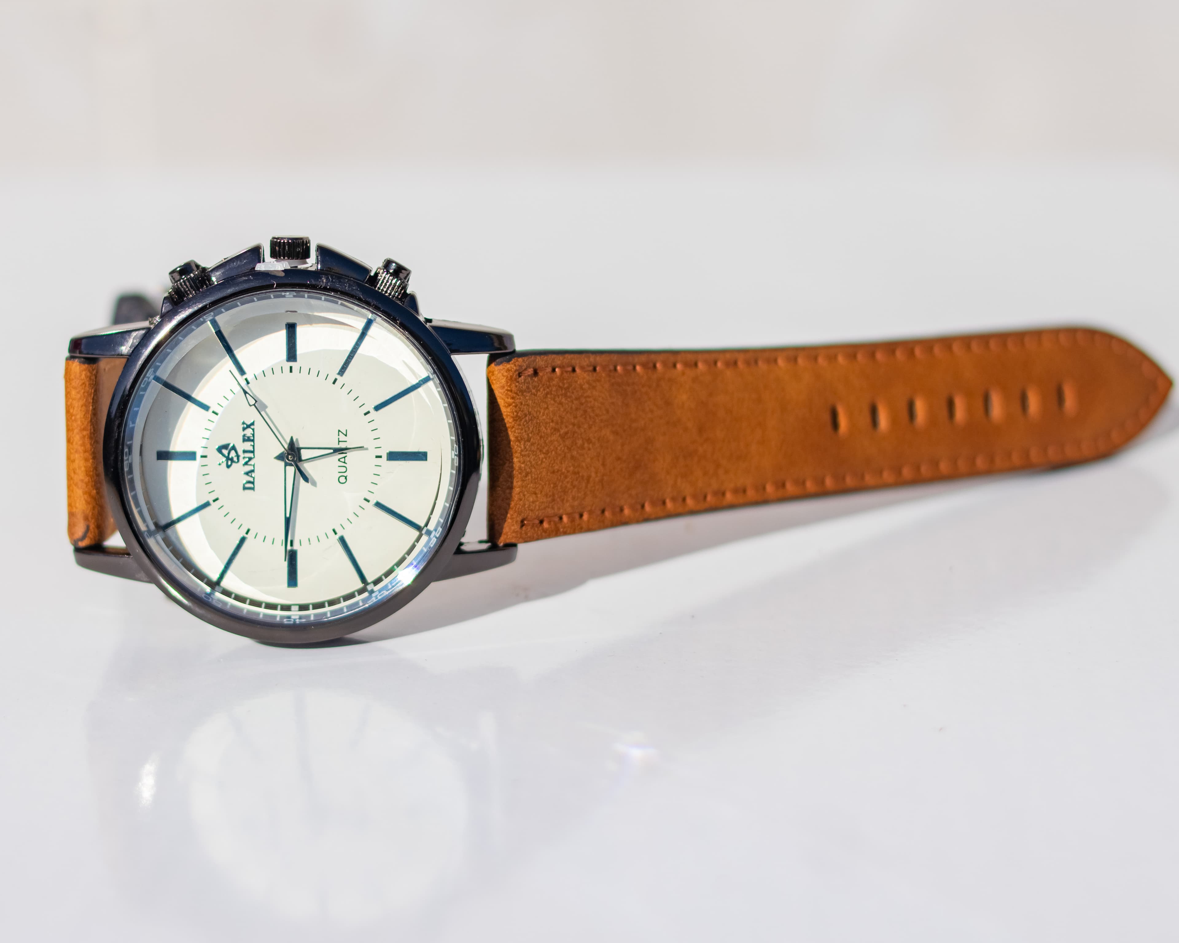 Classic brown leather wristwatch
