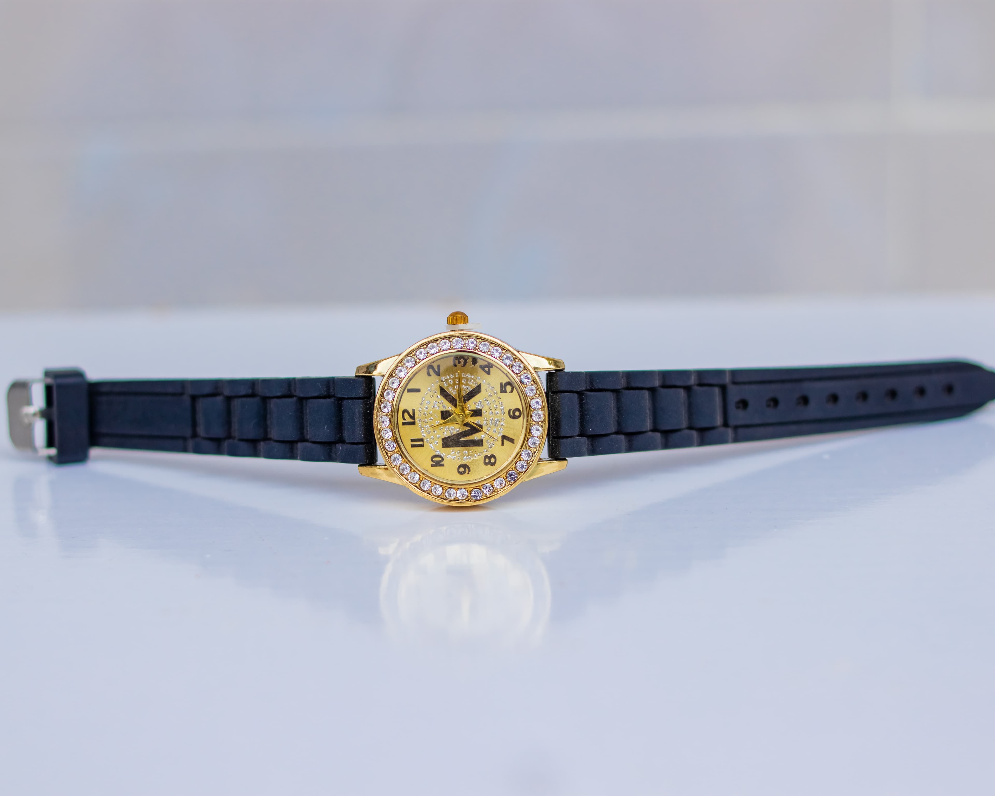 Classic black wrist watch