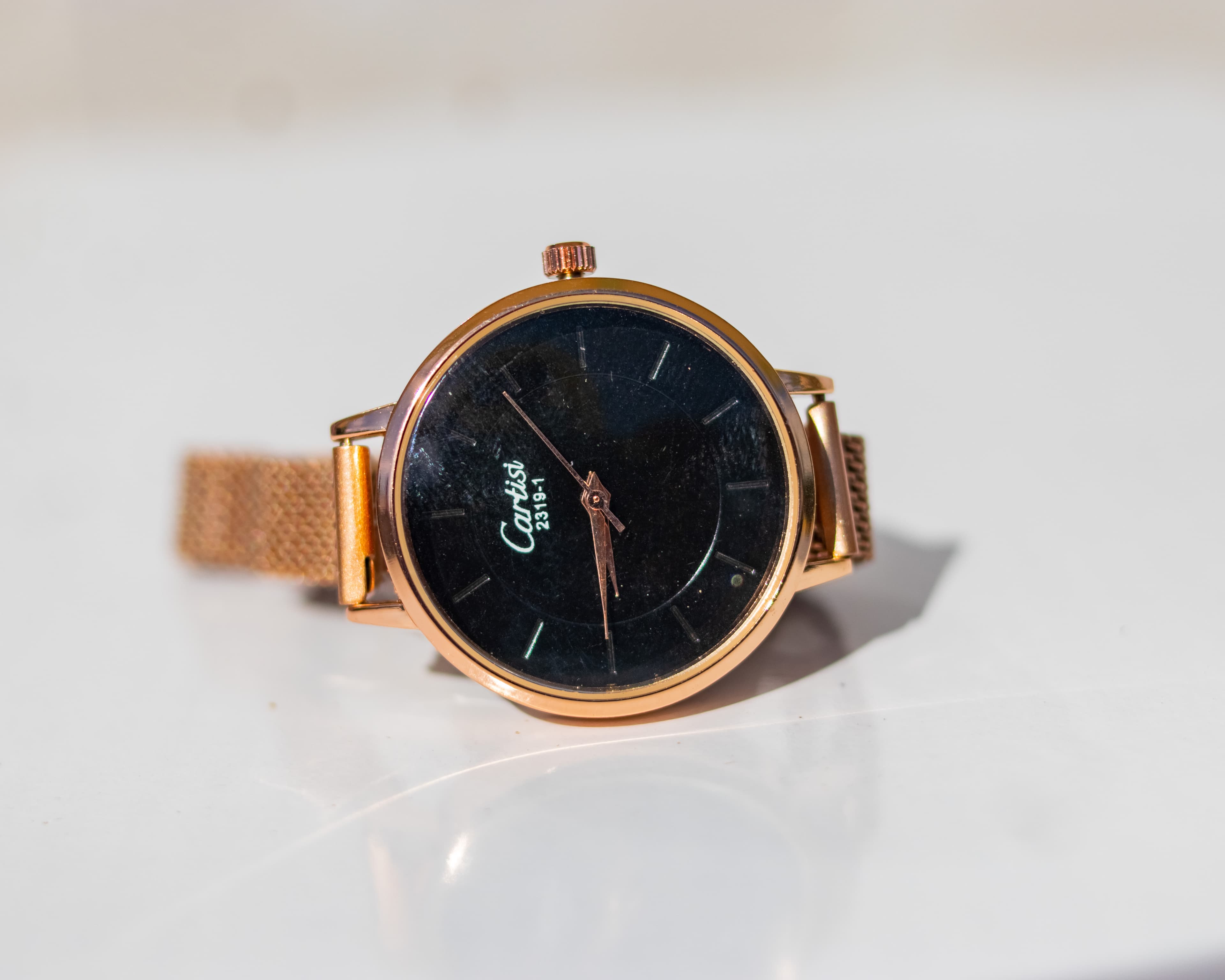 Stylish black dial wristwatch