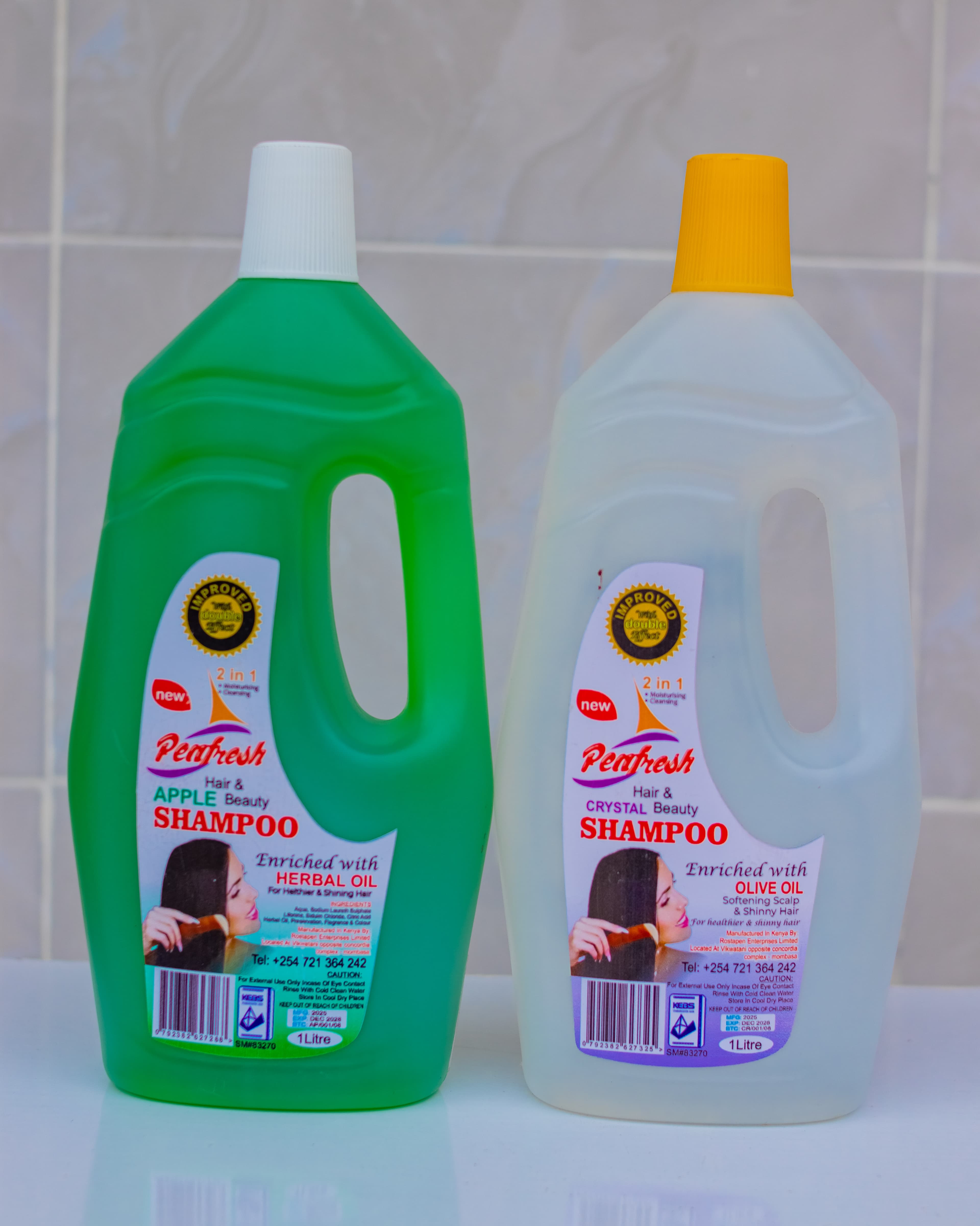 Pea fresh shampoo : crystal clear enriched with olive oils ; apple enriched with herbal oils 1l
