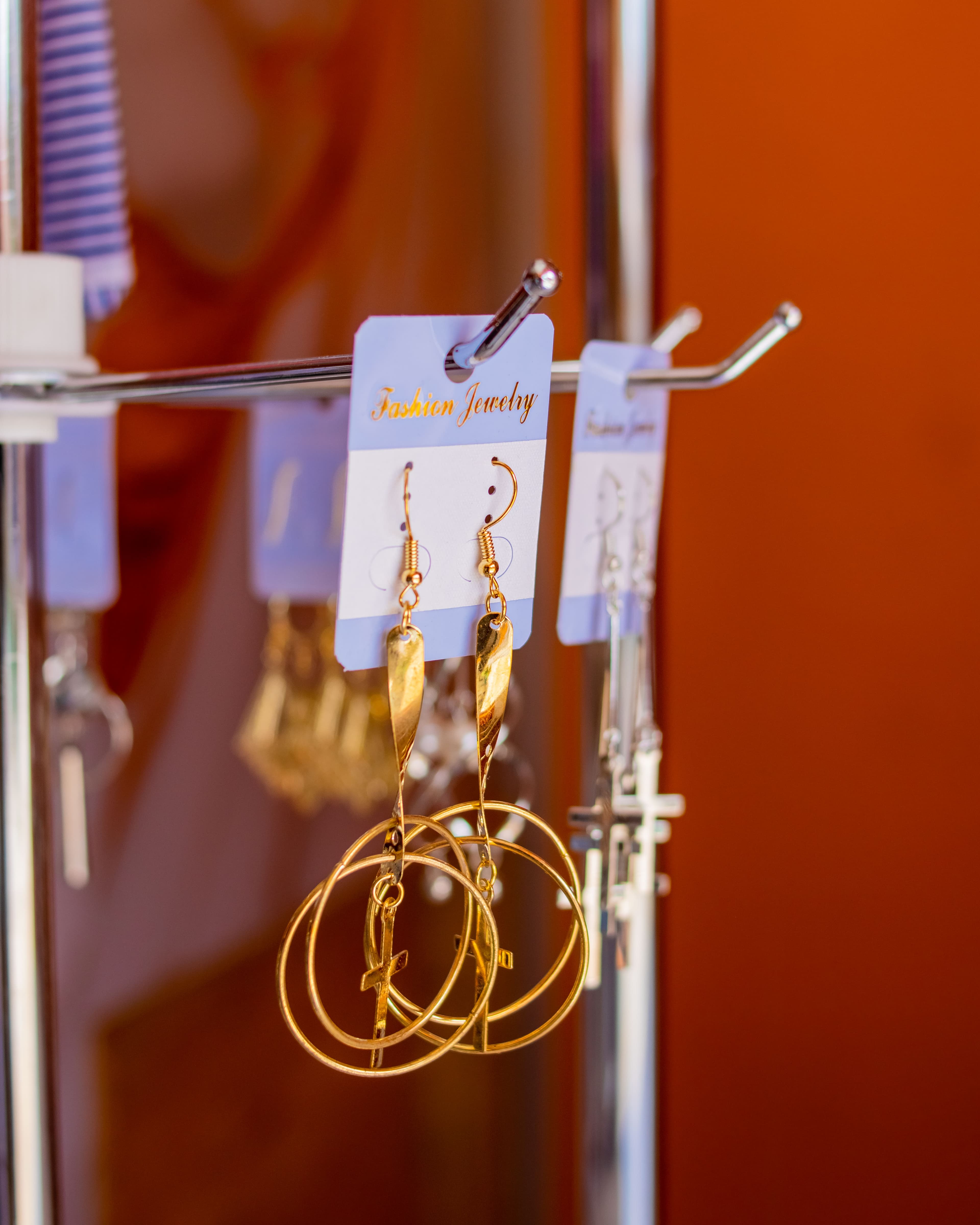Gold dangling earrings