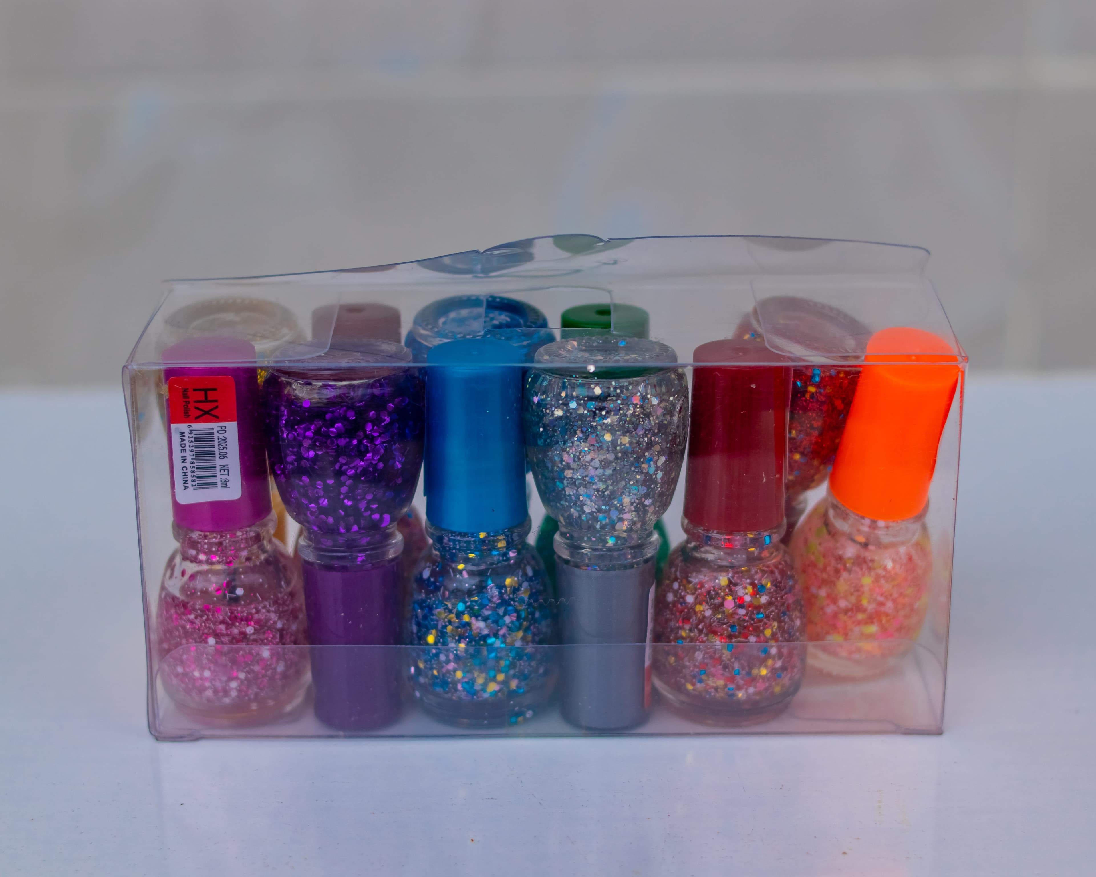 Glittery nail polish