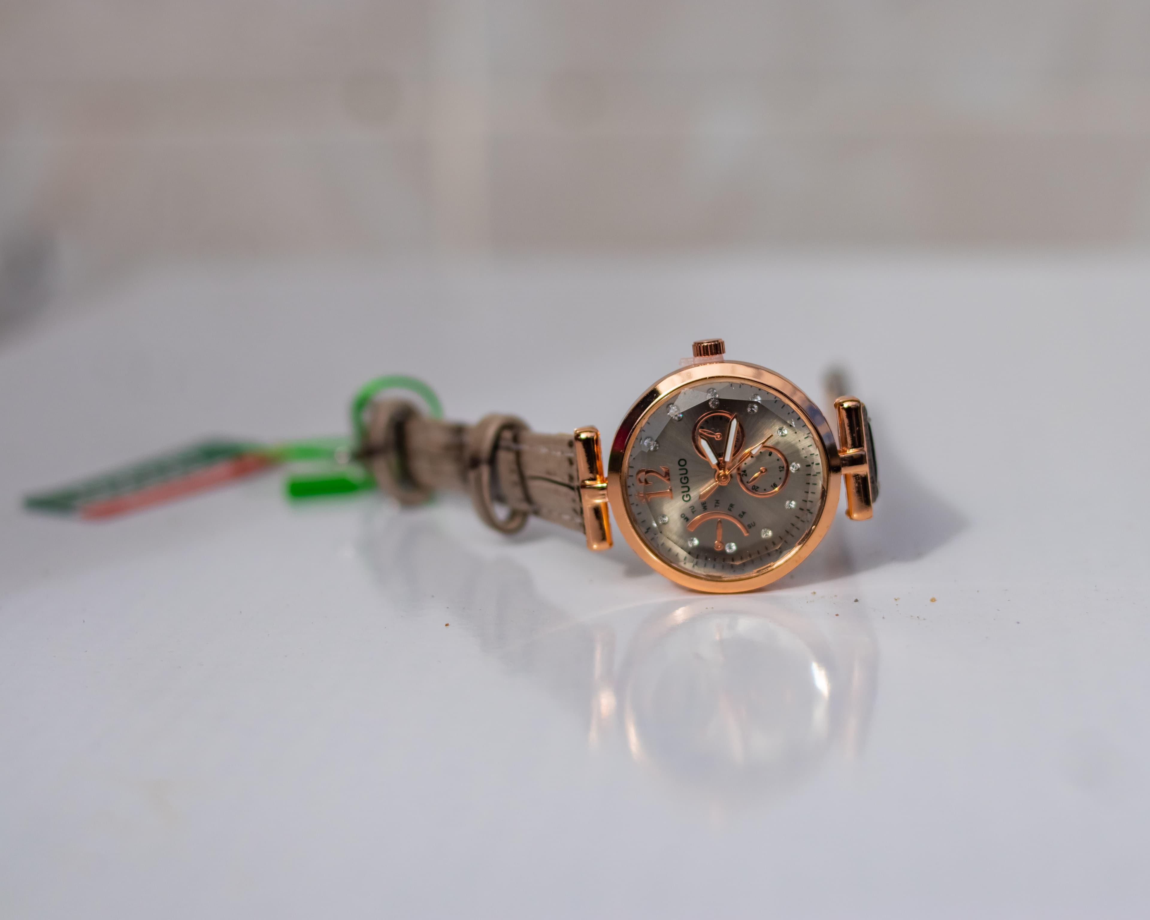 Crystal studded dial wristwatch