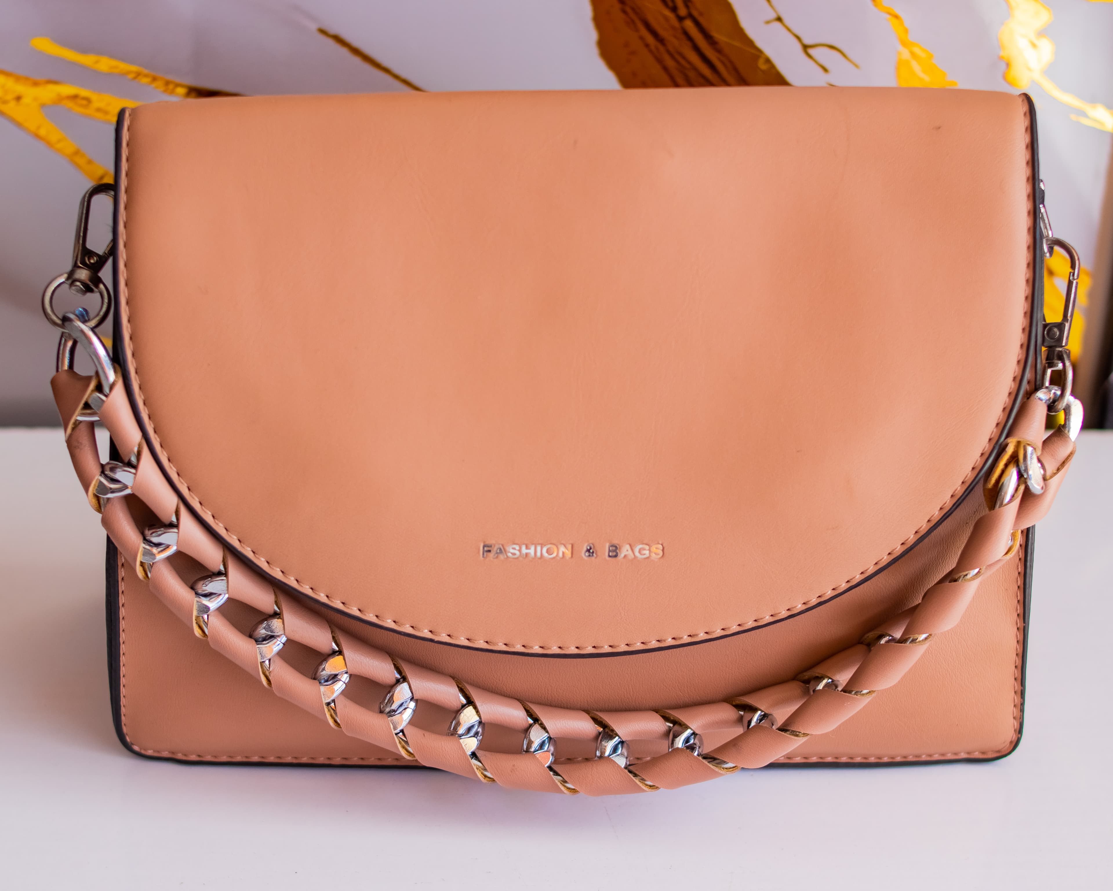 Pink fashion leather side bag