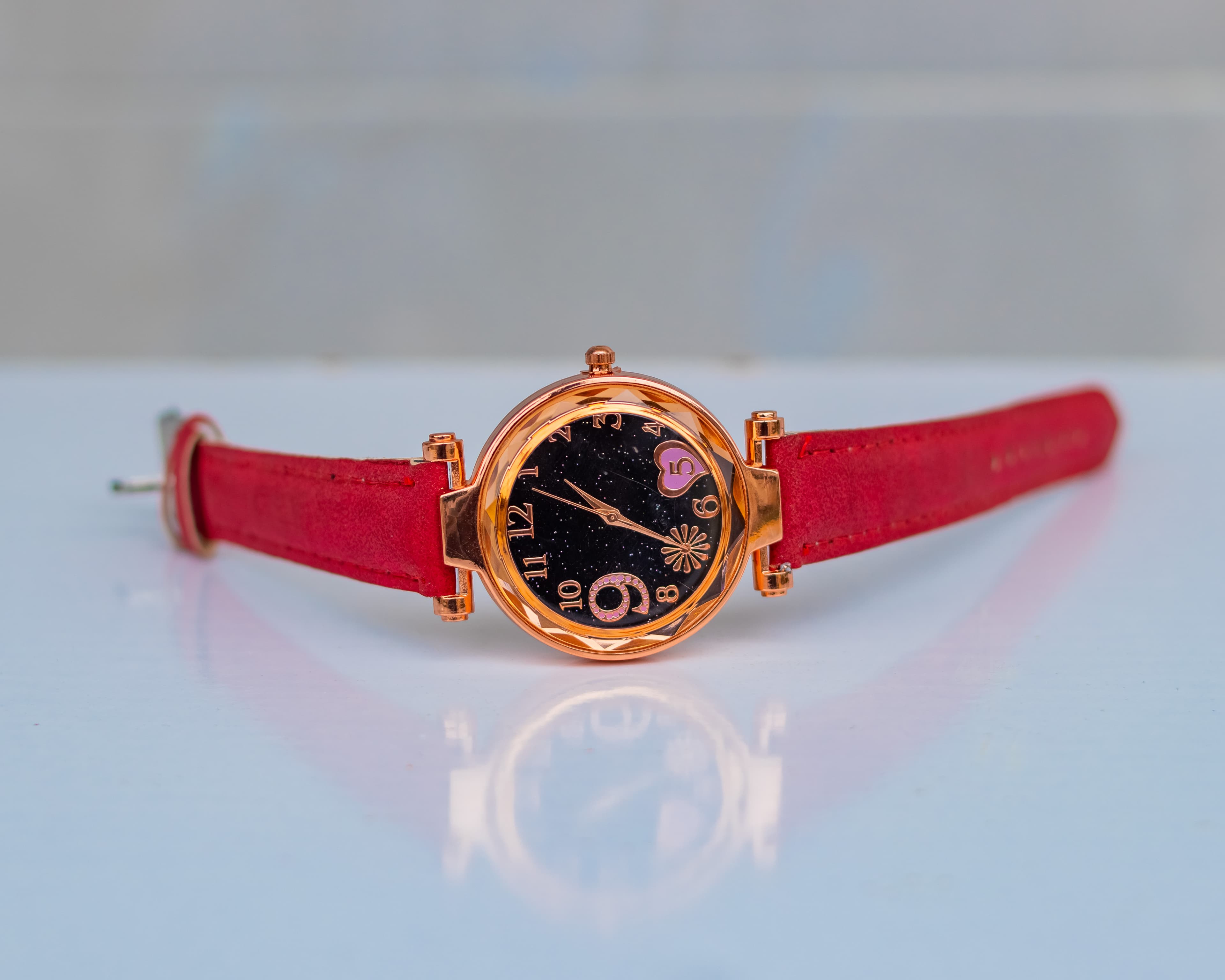 Classic red wrist watch
