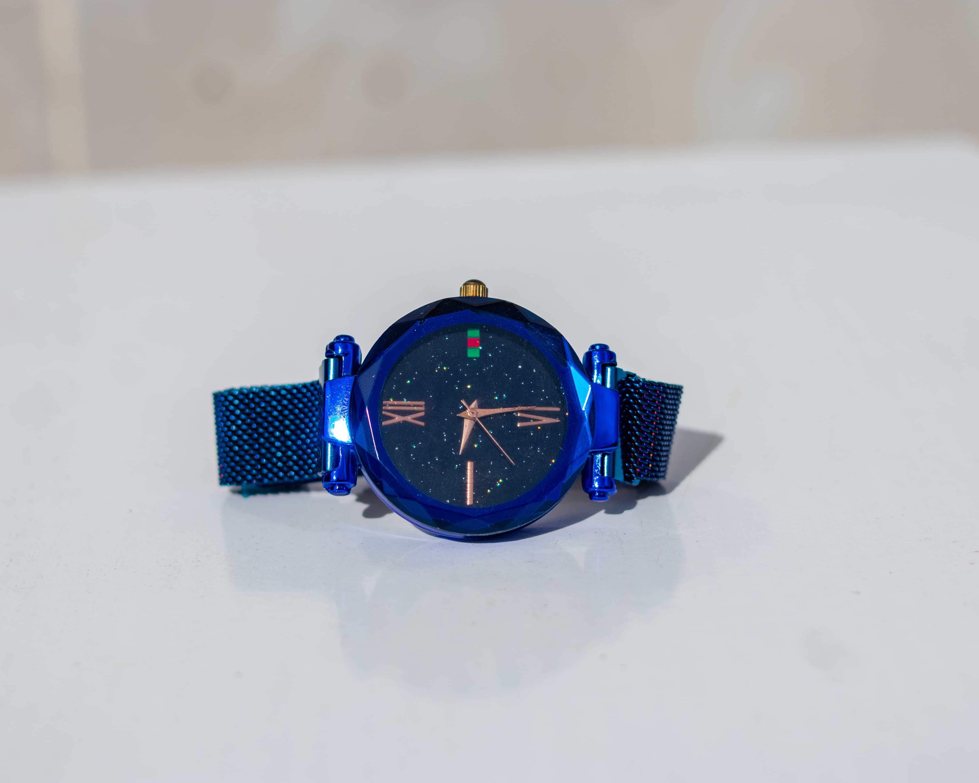 Sleek blue wristwatch